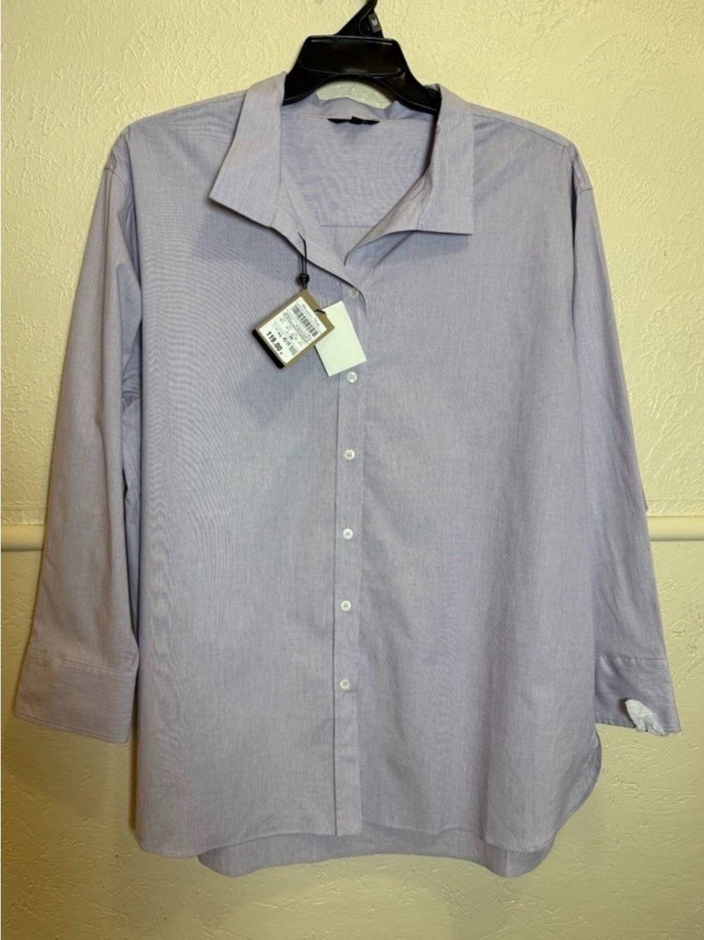 Massimo Dutti Womens Light Purple Striped Button Down Shirt Size M-L 3/4 sleeve - Picture 1 of 4